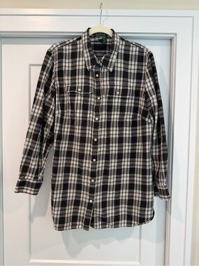 Ralph Lauren Black and White Plaid Button-Down Shirt Size 1x